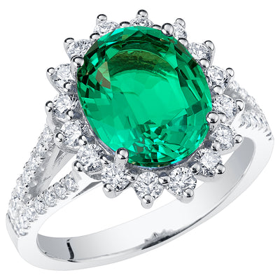 Colombian Emerald and Diamond Ring 14K Gold 3.50 Carats Oval Shape