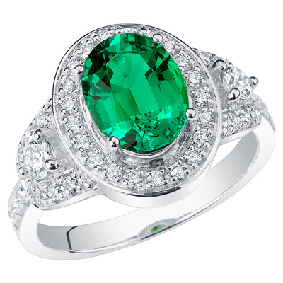 Colombian Emerald and Diamond Ring 14K Gold 1.75 Carats Oval Shape
