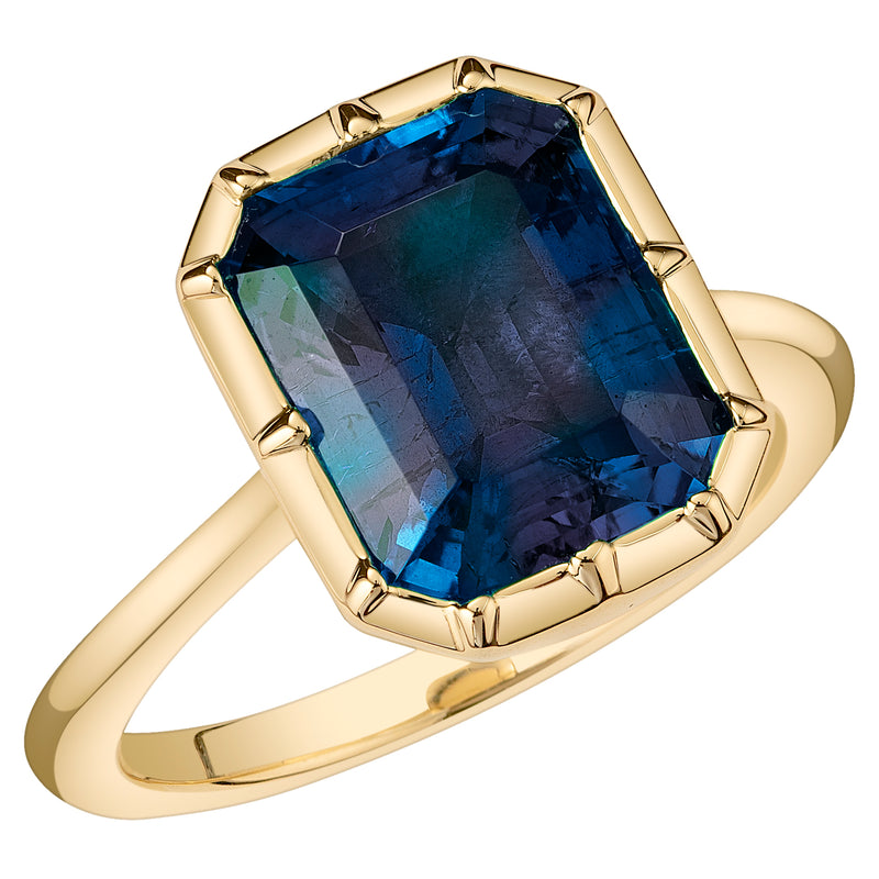 Peora Alexandrite 5.25 Carats Emerald Cut Ring 14K Yellow Gold