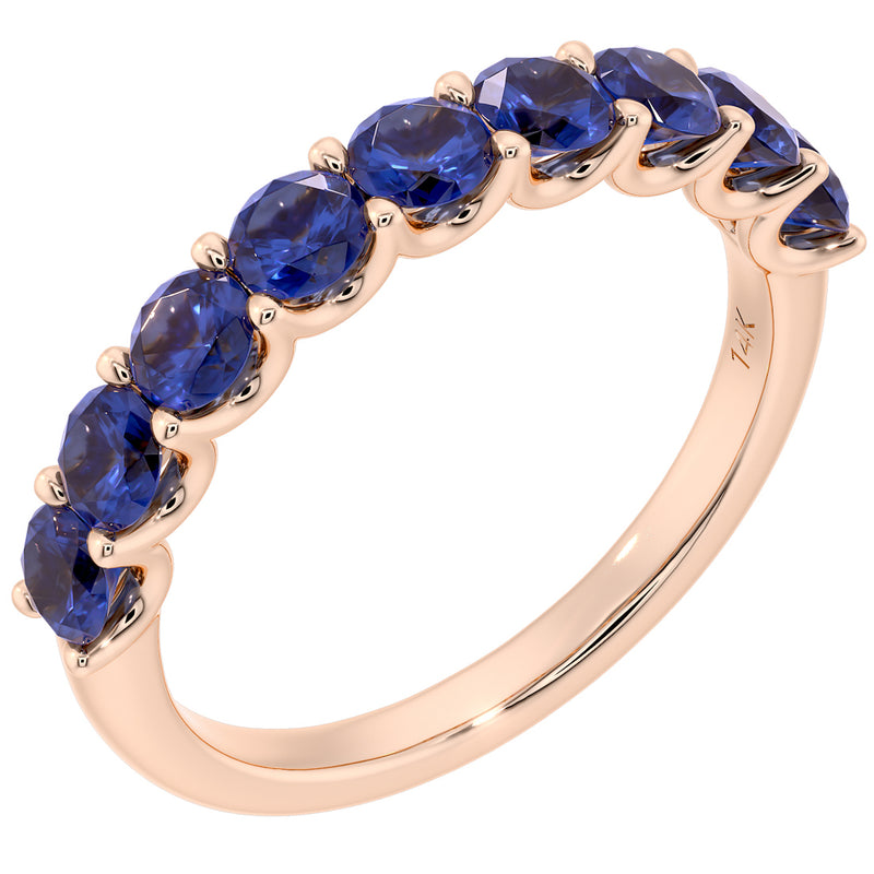 Peora Blue Sapphire half eternity ring band 14k Gold