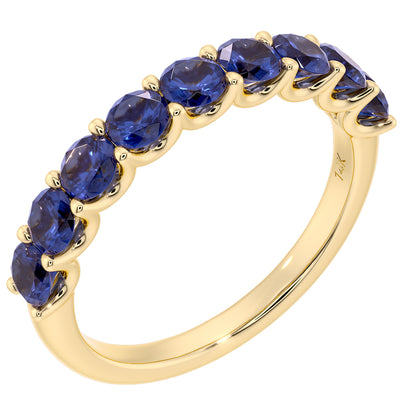 Peora Blue Sapphire half eternity ring band 14k Gold