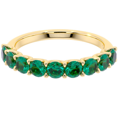 Peora Emerald half eternity ring band 14k Gold