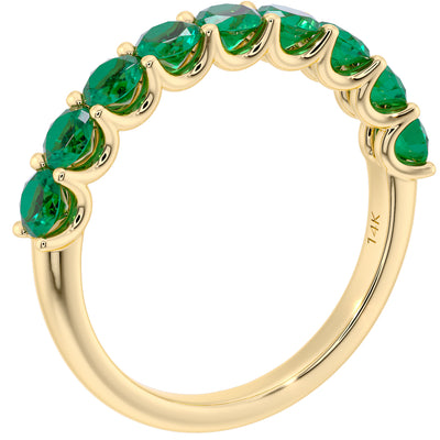 Peora Emerald half eternity ring band 14k Gold