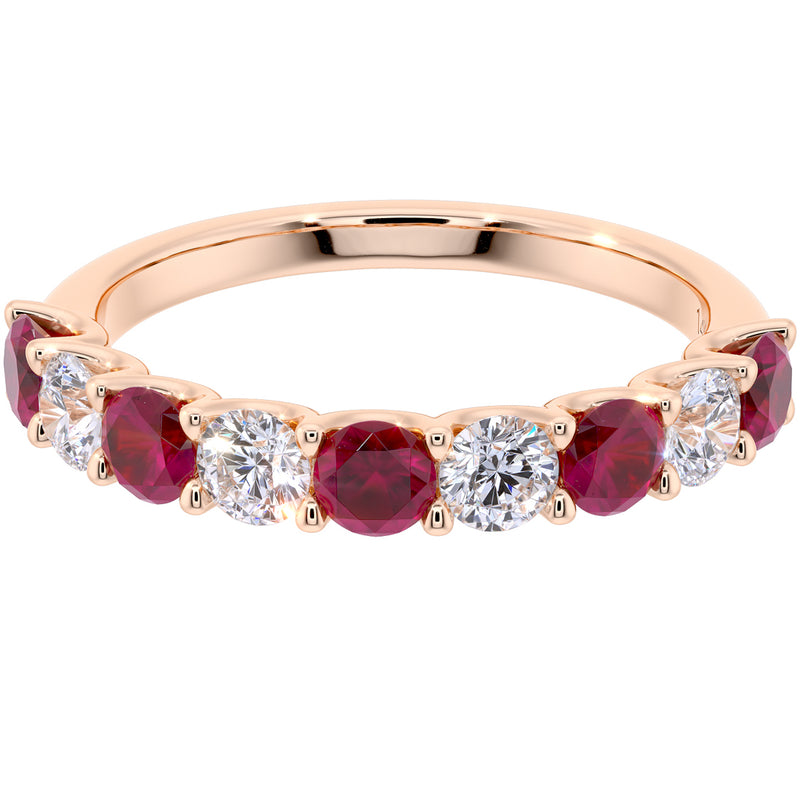 Peora Ruby and Diamond half eternity ring band 14k Gold