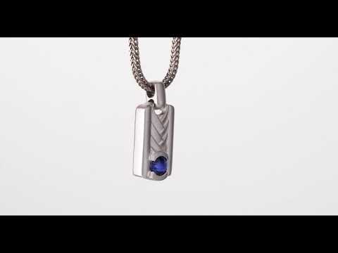 Video of Created Blue Sapphire Chevron Pendant Necklace For Men In Sterling Silver SN12074.  Includes a Peora gift box. Free shipping, 30-day returns, authenticity guaranteed. 