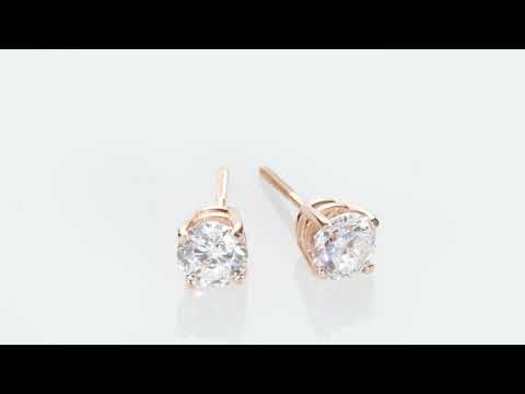 Video of IGI Certified 1 Carat Total Lab Grown Diamond Stud Earrings In 14K Rose Gold, E19222. Includes a Peora gift box. Free shipping, 30-day returns, authenticity guaranteed. 