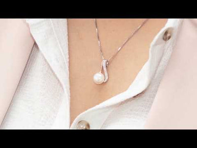 Video of Peora Freshwater Cultured White Pearl Pendant Necklace in Rose Goldtone Sterling Silver, SP11328. Includes a Peora gift box. Free shipping, 30-day returns, authenticity guaranteed. 