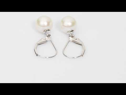 Video of 8mm Freshwater Cultured White Pearl Leverback Earrings in 14K White Gold. Includes a Peora gift box. Free shipping, 45-day returns, authenticity guaranteed. E19300