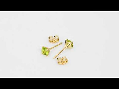 Video of 4mm Round Peridot Solitaire Stud Earrings in 14K White Gold.  Includes a Peora gift box. Free shipping, 45-day returns, authenticity guaranteed. E19318