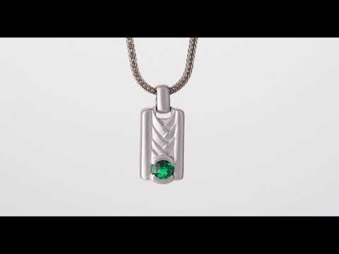 Video of Simulated Emerald Chevron Pendant Necklace For Men In Sterling Silver SN12082. Includes a Peora gift box. Free shipping, 30-day returns, authenticity guaranteed. 