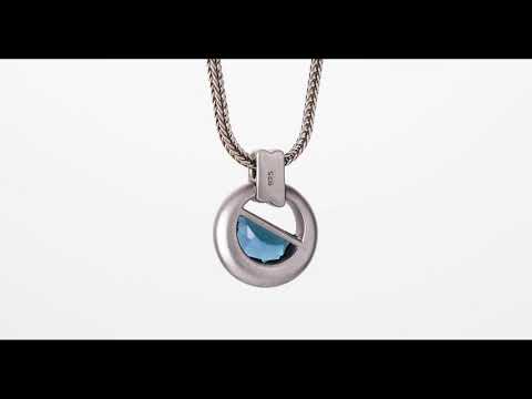 Video of London Blue Topaz Amulet Pendant Necklace For Men In Sterling Silver SN12048. Includes a Peora gift box. Free shipping, 30-day returns, authenticity guaranteed. 