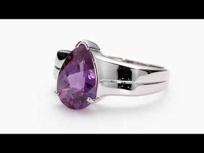Video of Peora Simulated Alexandrite Ring for Women in Sterling Silver, Cathedral Style, Pear Shape SR10544. Includes a Peora gift box. Free shipping, 30-day returns, authenticity guaranteed. 