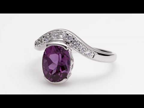 Video of Peora Simulated Alexandrite Ring in Sterling Silver, Statement Solitaire, Oval Shape SR10136. Includes a Peora gift box. Free shipping, 30-day returns, authenticity guaranteed. 