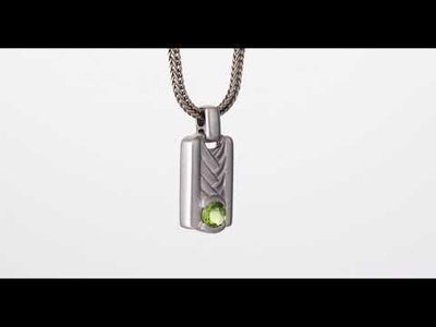 Video of Peora Peridot Chevron Pendant Necklace for Men in Sterling Silver SN12070.  Includes a Peora gift box. Free shipping, 30-day returns, authenticity guaranteed. 