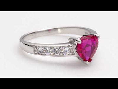 Video of Ruby Ring Sterling Silver Heart Shape 1.5 Carats SR9820. Includes a Peora gift box. Free shipping, 30-day returns, authenticity guaranteed. 