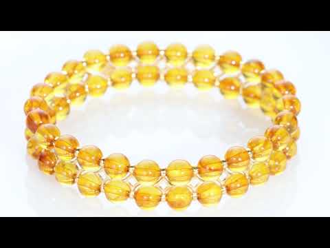 Video of Genuine Baltic Amber Tennis Stretch Bracelet, Double Row Dark Cherry Color SB4508. Includes a Peora gift box. Free shipping, 30-day returns, authenticity guaranteed. 