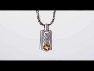 Video of Citrine Chevron Pendant Necklace For Men In Sterling Silver SN12066. Includes a Peora gift box. Free shipping, 30-day returns, authenticity guaranteed. 