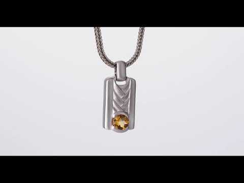 Video of Citrine Chevron Pendant Necklace For Men In Sterling Silver SN12066. Includes a Peora gift box. Free shipping, 30-day returns, authenticity guaranteed. 
