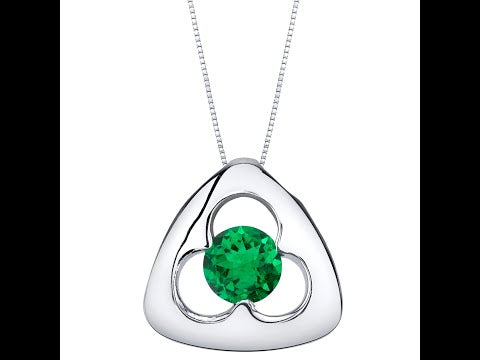Video of Simulated Emerald Sterling Silver Trinity Knot Pendant Necklace SP11772. Includes a Peora gift box. Free shipping, 30-day returns, authenticity guaranteed. 