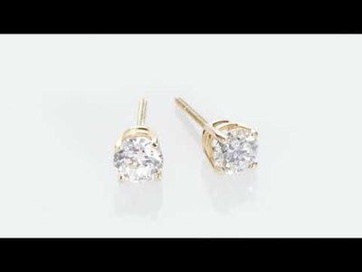 Video of IGI Certified 1 Carat Total Lab Grown Diamond Stud Earrings In 14K Yellow Gold E19220. Includes a Peora gift box. Free shipping, 30-day returns, authenticity guaranteed. 
