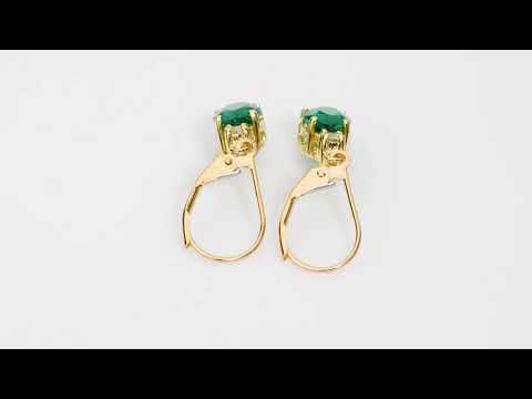 Video of Created Emerald and Diamond Teardrop Leverback Earrings in 14k Yellow Gold. Includes a Peora gift box. Free shipping, 45-day returns, authenticity guaranteed. E19384