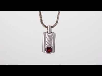 Video of Garnet Chevron Pendant Necklace For Men In Sterling Silver SN12068. Includes a Peora gift box. Free shipping, 30-day returns, authenticity guaranteed. 