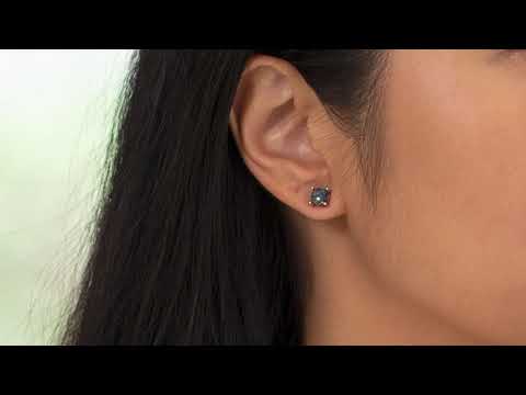 Video of 14K White Gold Cushion Cut Created Black Opal Stud Earrings E19200. Includes a Peora gift box. Free shipping, 30-day returns, authenticity guaranteed. 