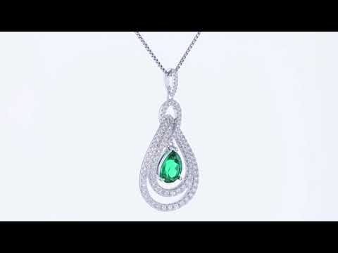 Simulated Emerald Pendant in Sterling Silver, May Birthstone, Free Shipping, Peora SP11890