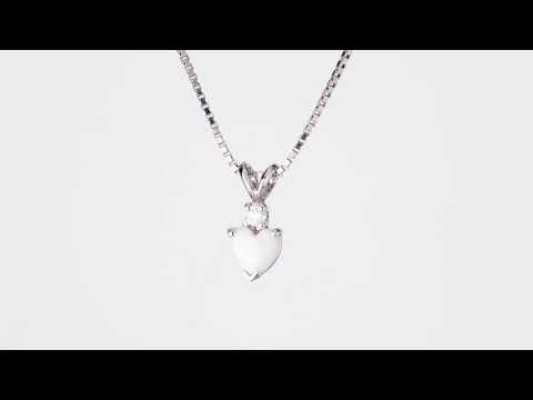 Video of Peora 14 Karat White Gold Heart Shape Created  Opal Diamond Pendant P9862. Includes a Peora gift box. Free shipping, 30-day returns, authenticity guaranteed. 