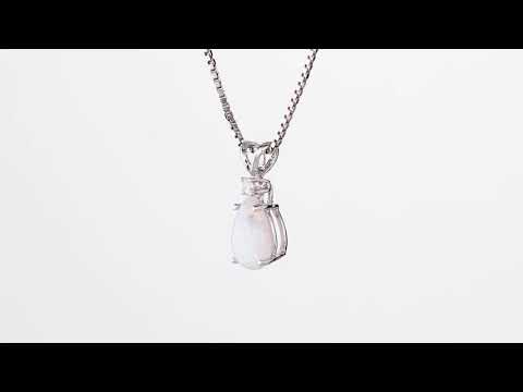 Video of  Peora 14 Karat White Gold Pear Shape Created Opal Diamond Pendant P9838. Includes a Peora gift box. Free shipping, 30-day returns, authenticity guaranteed. 