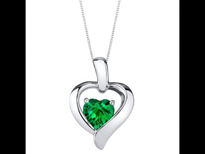 Video of Peora Simulated Emerald Heart in Heart Pendant Necklace in Sterling Silver SP11612. Includes a Peora gift box. Free shipping, 30-day returns, authenticity guaranteed. 