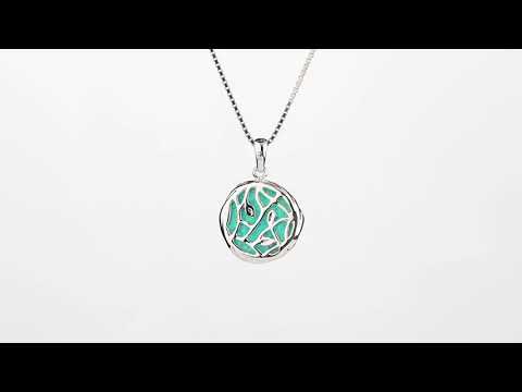 Video of Created Teal Fire Opal Pendant Necklace in Sterling Silver, 3 Carats. Includes a Peora gift box. Free shipping, 45-day returns, authenticity guaranteed. SP12530