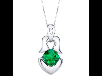 Video of Simulated Emerald Sterling Silver Tumi Pendant Necklace SP11732. Includes a Peora gift box. Free shipping, 30-day returns, authenticity guaranteed. 