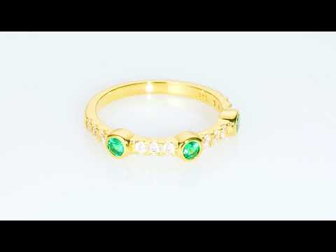 Video of Peora Simulated Emerald Stackable Ring in Yellow-Tone Sterling Silver SR12036. Includes a Peora gift box. Free shipping, 30-day returns, authenticity guaranteed. 