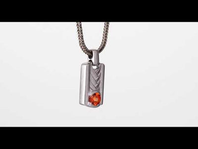 Video of  Created Padparadscha Sapphire Chevron Pendant Necklace For Men In Sterling Silver SN12078.  Includes a Peora gift box. Free shipping, 30-day returns, authenticity guaranteed. 