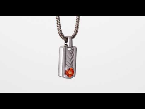 Video of  Created Padparadscha Sapphire Chevron Pendant Necklace For Men In Sterling Silver SN12078.  Includes a Peora gift box. Free shipping, 30-day returns, authenticity guaranteed. 