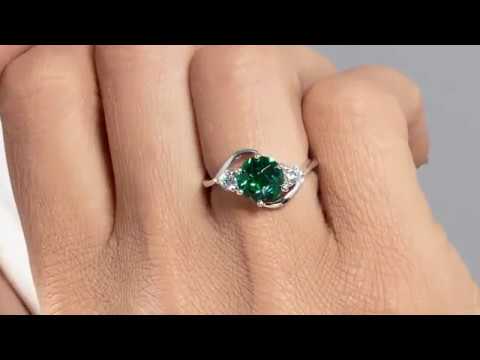 Video of Emerald Ring Sterling Silver Round Shape 1.75 Carats SR10802. Includes a Peora gift box. Free shipping, 30-day returns, authenticity guaranteed. 