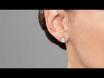 Video of Peora Created Fire White Opal Stud Earrings in 14 Karat White Gold, Pear Shape E19174. Includes a Peora gift box. Free shipping, 30-day returns, authenticity guaranteed. 