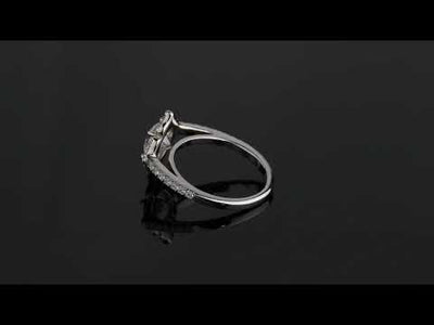 Video of 1.50 Carats Moissanite Vintage Art Deco Engagement Ring and Wedding Band Bridal Set in Sterling Silver.  Includes a Peora gift box. Free shipping, 45-day returns, authenticity guaranteed. SR12080