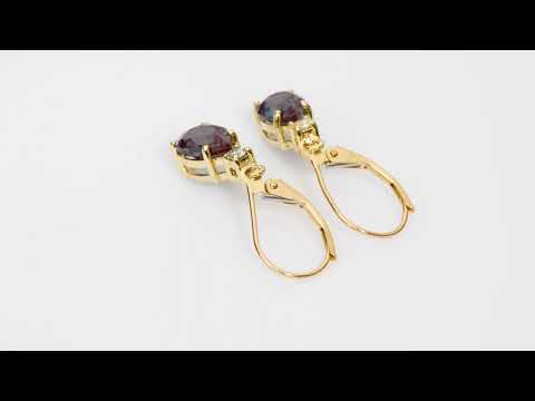 Video of Created Alexandrite and Diamond Teardrop Leverback Earrings in 14k Yellow Gold. Includes a Peora gift box. Free shipping, 45-day returns, authenticity guaranteed. E19376