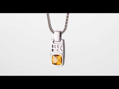 Video of Peora Citrine Tag Pendant Necklace for Men in Sterling Silver SN12052. Includes a Peora gift box. Free shipping, 30-day returns, authenticity guaranteed. 