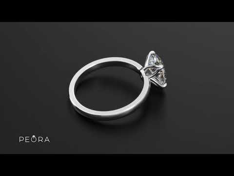 Video of 2 Carat Moissanite Oval Engagement Ring Petal Solitaire Design in 14k Yellow Gold.  Includes a Peora gift box. Free shipping, 45-day returns, authenticity guaranteed. R63172