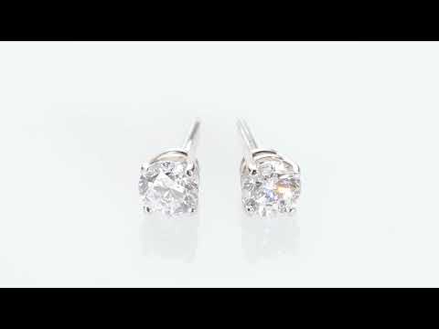 Video of IGI Certified 1 Carat Total Lab Grown Diamond Stud Earrings In 14K White Gold E19218. Includes a Peora gift box. Free shipping, 30-day returns, authenticity guaranteed. 