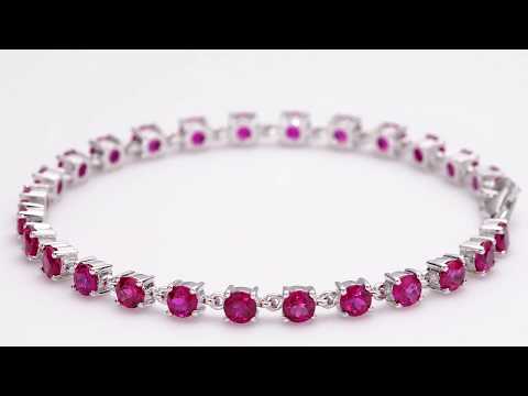 Video of Ruby Bracelet Sterling Silver Round Shape 7 Carats SB3678. Includes a Peora gift box. Free shipping, 30-day returns, authenticity guaranteed. 