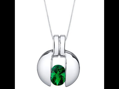 Video of Simulated Emerald Sterling Silver Starship Pendant Necklace SP11792. Includes a Peora gift box. Free shipping, 30-day returns, authenticity guaranteed. 