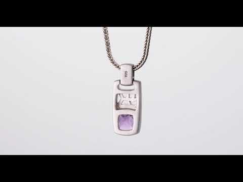 Video of Amethyst Tag Pendant Necklace For Men In Sterling Silver SN12050. Includes a Peora gift box. Free shipping, 30-day returns, authenticity guaranteed. 