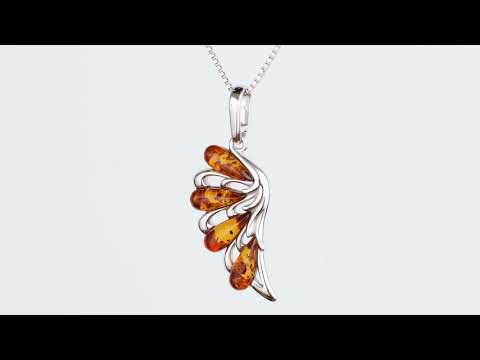 Video of Peora Genuine Baltic Amber Angel Wing Pendant Necklace in Sterling Silver SP12016. Includes a Peora gift box. Free shipping, 30-day returns, authenticity guaranteed. 