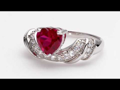 Video of Ruby Ring Sterling Silver Heart Shape 1.75 Carats SR10362. Includes a Peora gift box. Free shipping, 30-day returns, authenticity guaranteed. 