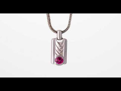 Video of Created Ruby Chevron Pendant Necklace For Men In Sterling Silver SN12076.  Includes a Peora gift box. Free shipping, 30-day returns, authenticity guaranteed. 