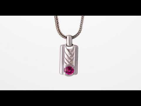 Video of Created Ruby Chevron Pendant Necklace For Men In Sterling Silver SN12076.  Includes a Peora gift box. Free shipping, 30-day returns, authenticity guaranteed. 